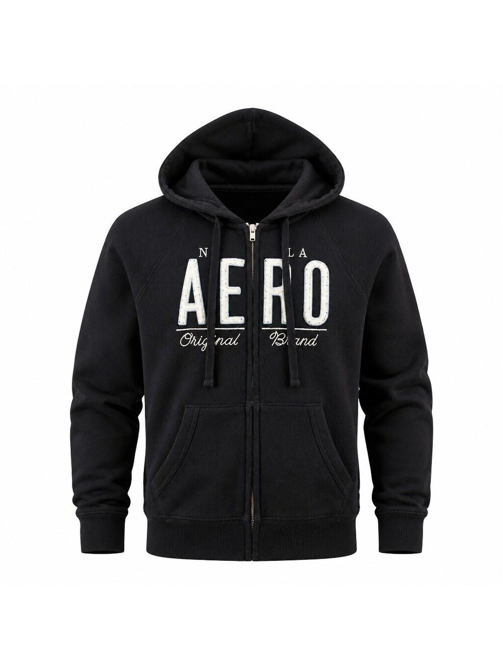 Aeropostale Black Full Zip Hoodie with Embroidered Logo